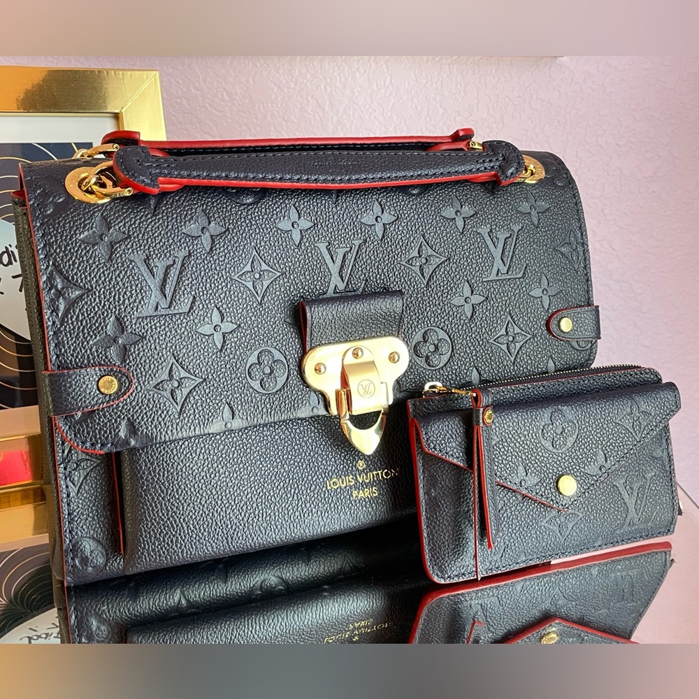 Louis Vuitton Empreinte Combo - Navy and Red Vavin PM Bag and Recto Verso Wallet